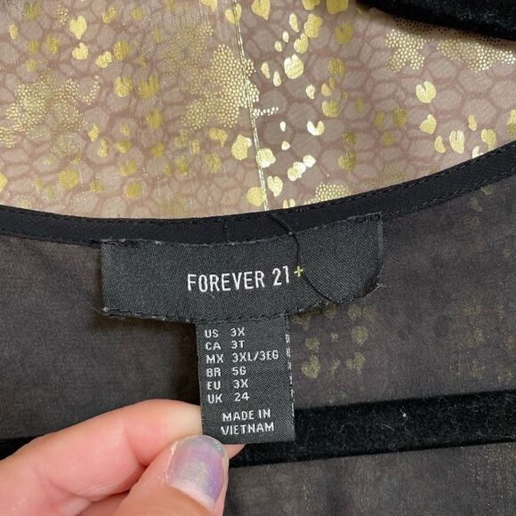 Forever 21 Plus Size Black Golden Yellow Floral Chiffon Maxi Dress 3X - Picture 7 of 10